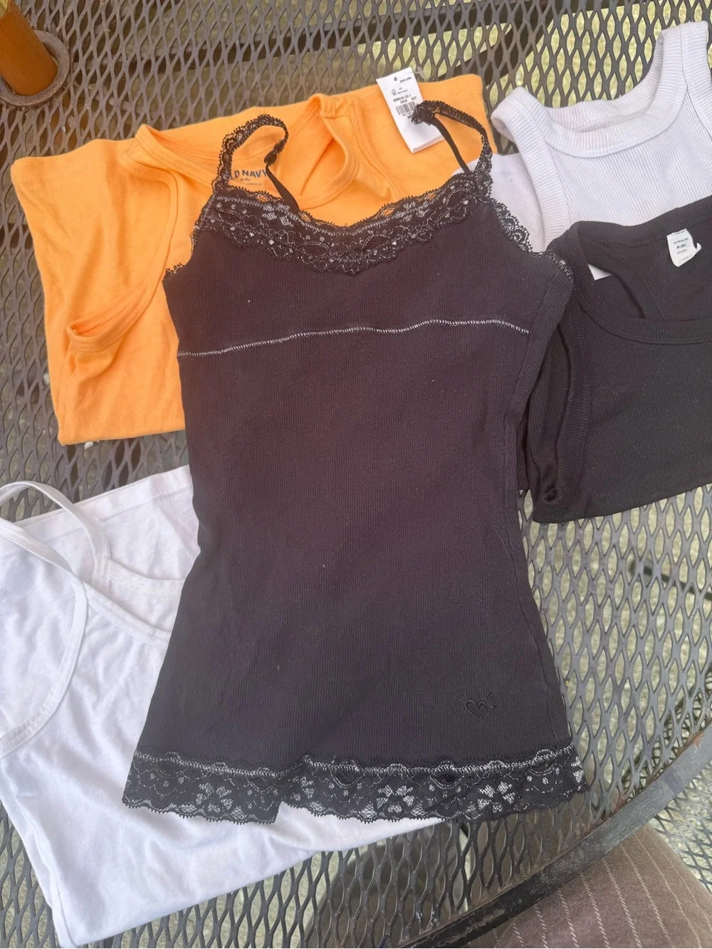 Mix of Girl’s Tank Tops - White, Black & Orange size 8